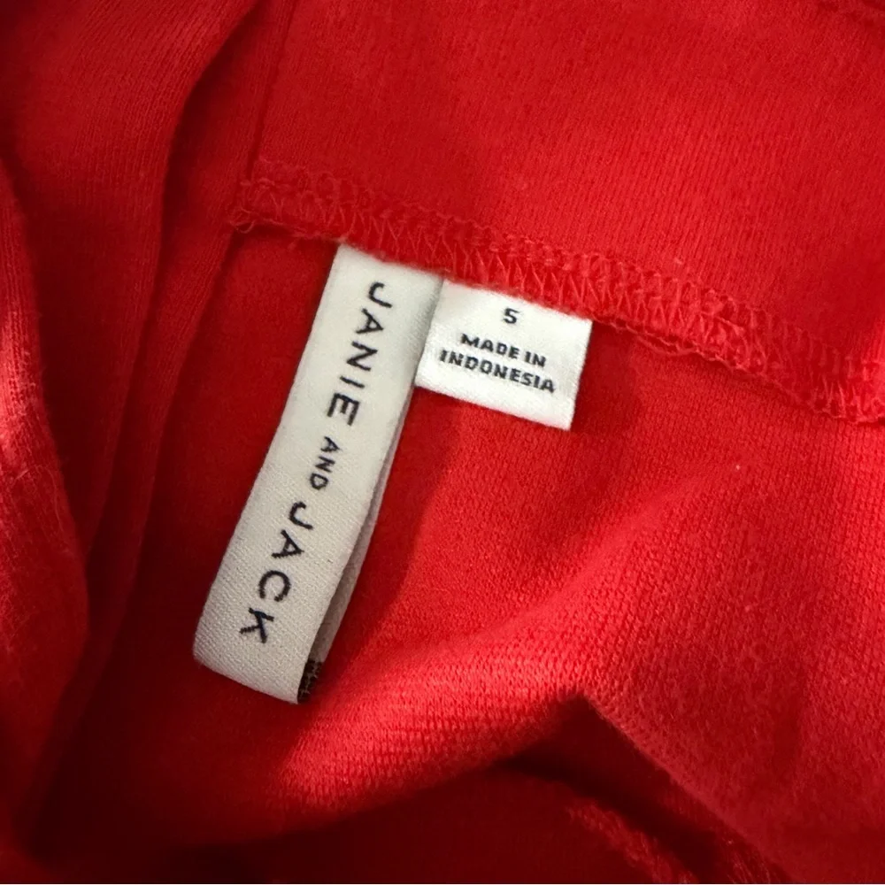 Janie and Jack | Red Embroidered Romper with Ruffle Hem | 5